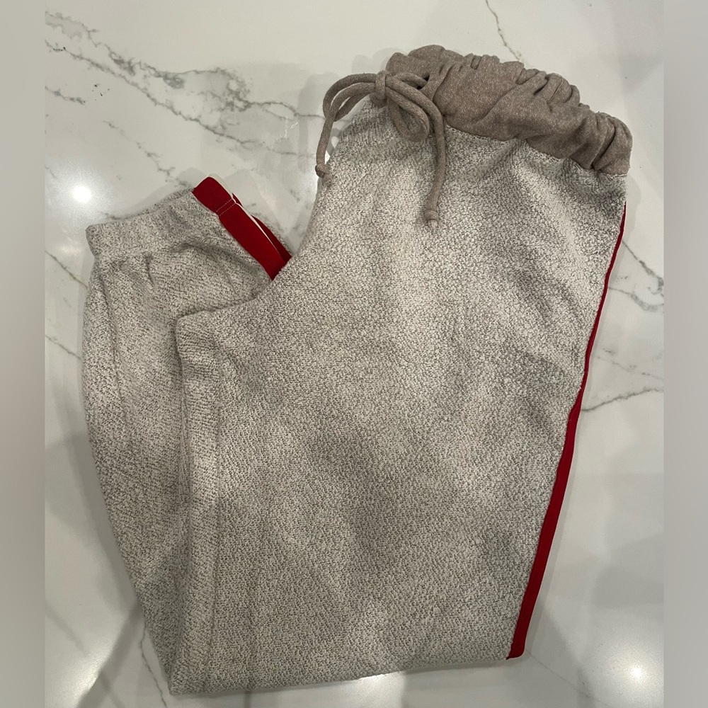 Twenty5A Heather Gray Joggers with Red Stripe
